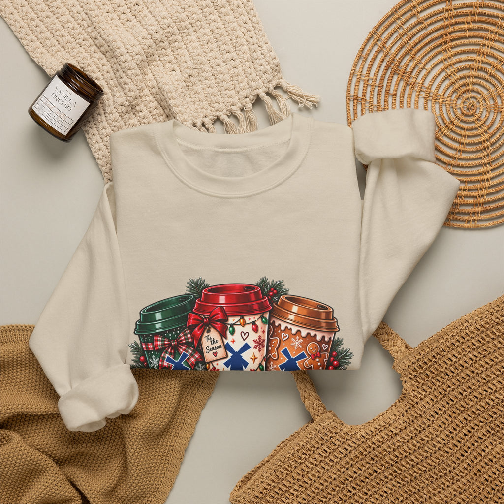 Holiday DB Cups Crewneck Sweatshirt — Festive Christmas Baking Graphic