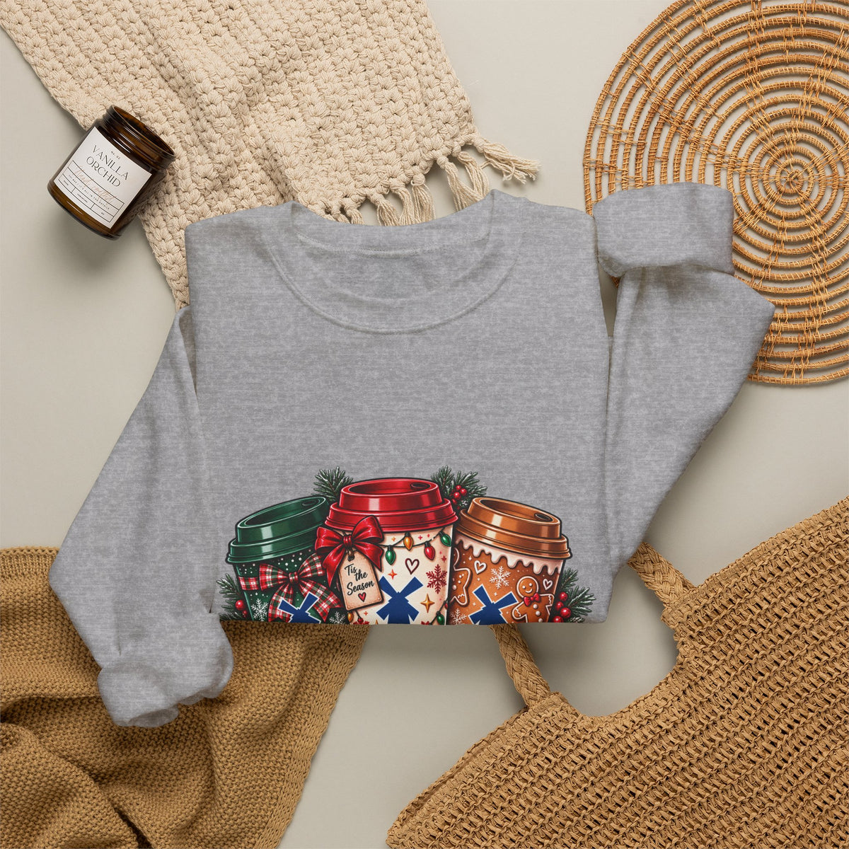 Holiday DB Cups Crewneck Sweatshirt — Festive Christmas Baking Graphic