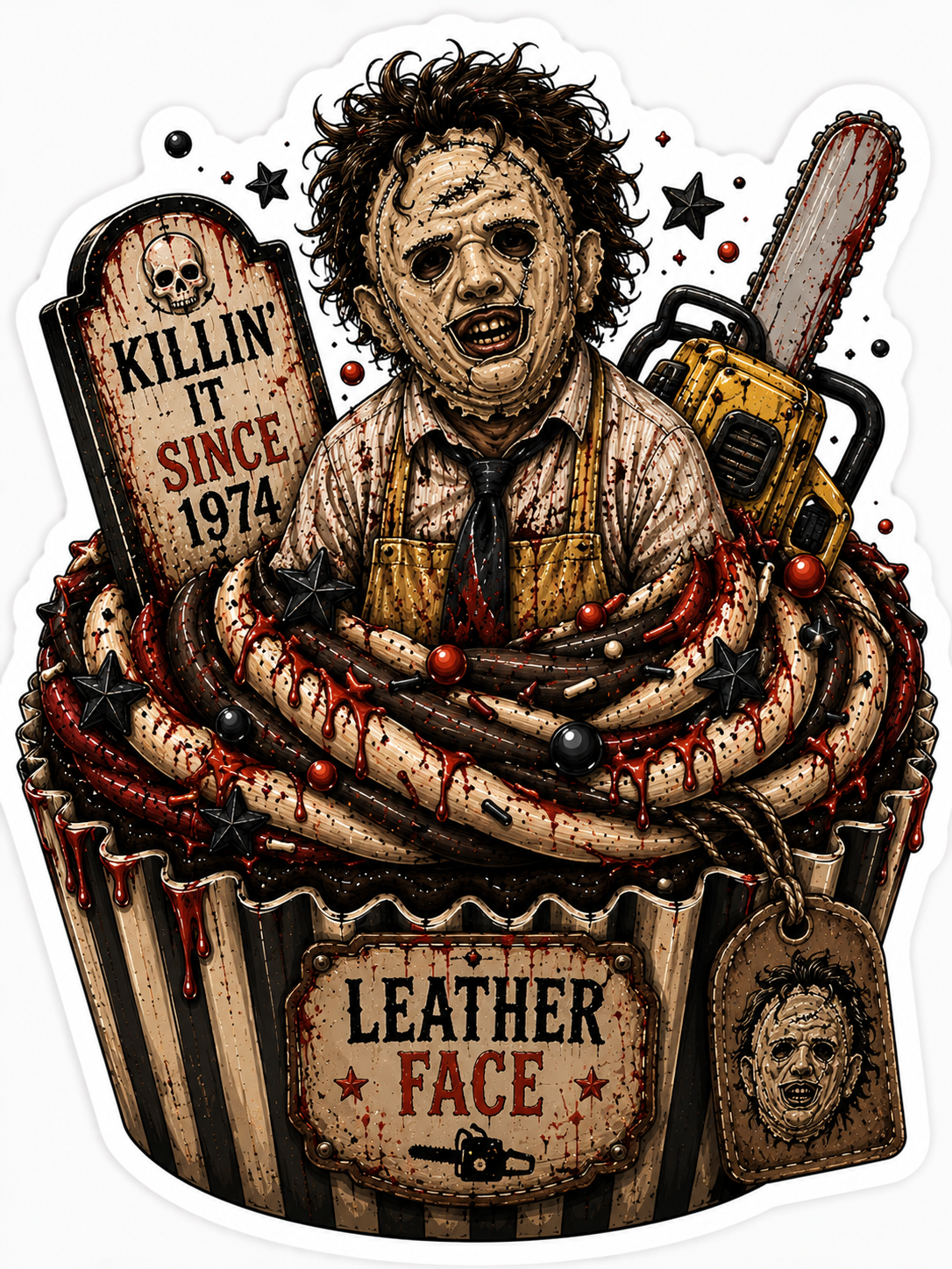 Leatherface Cupcake Sticker