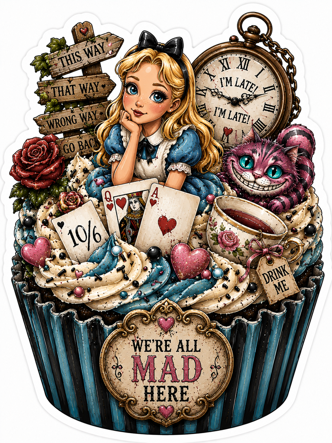 Alice in Wonderland Cupcake Sticker