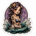 Whimsical Tattooed Mermaid Vinyl Sticker | Waterproof Die-Cut Sticker