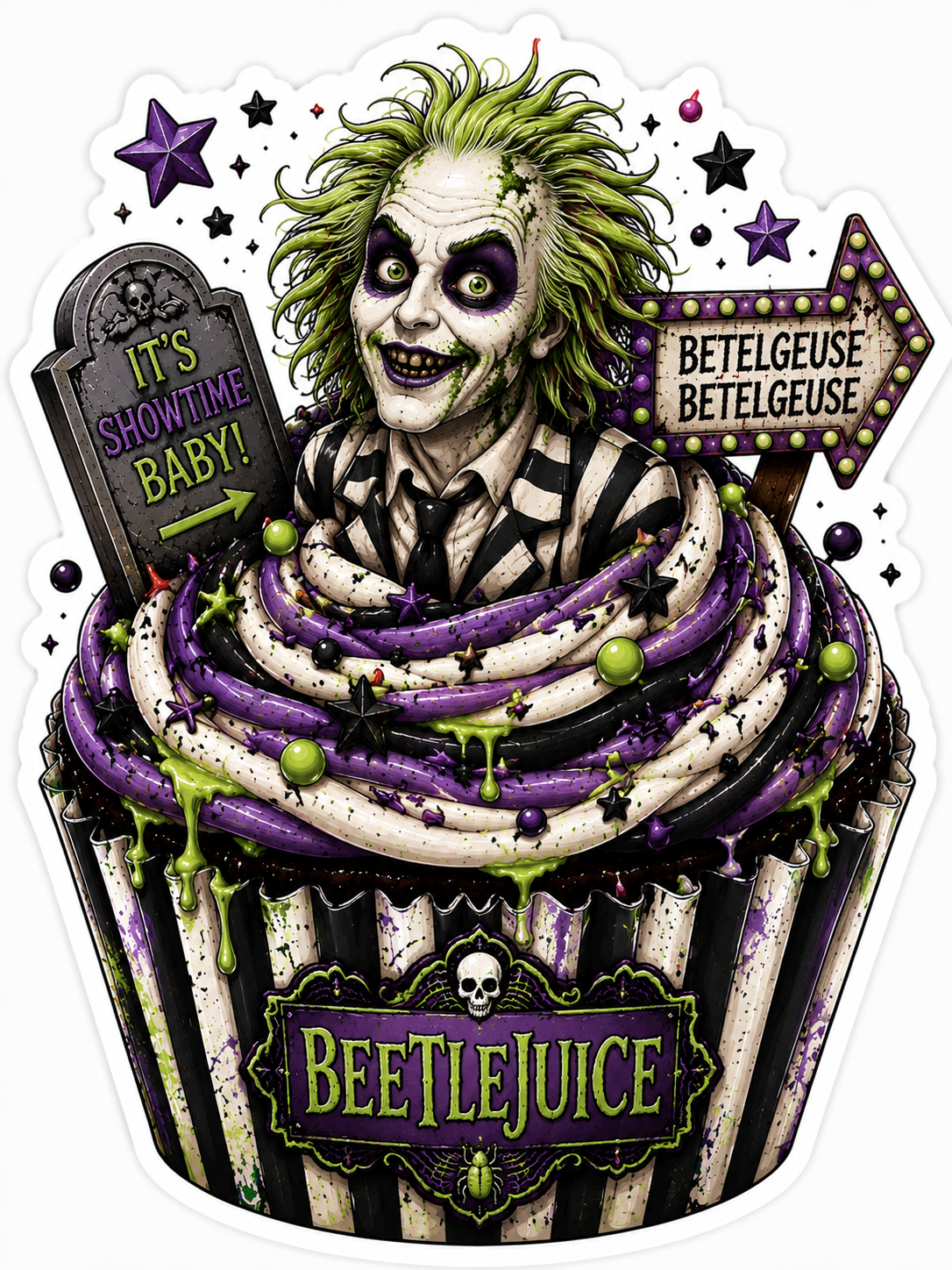 Beetlejuice Cupcake Sticker