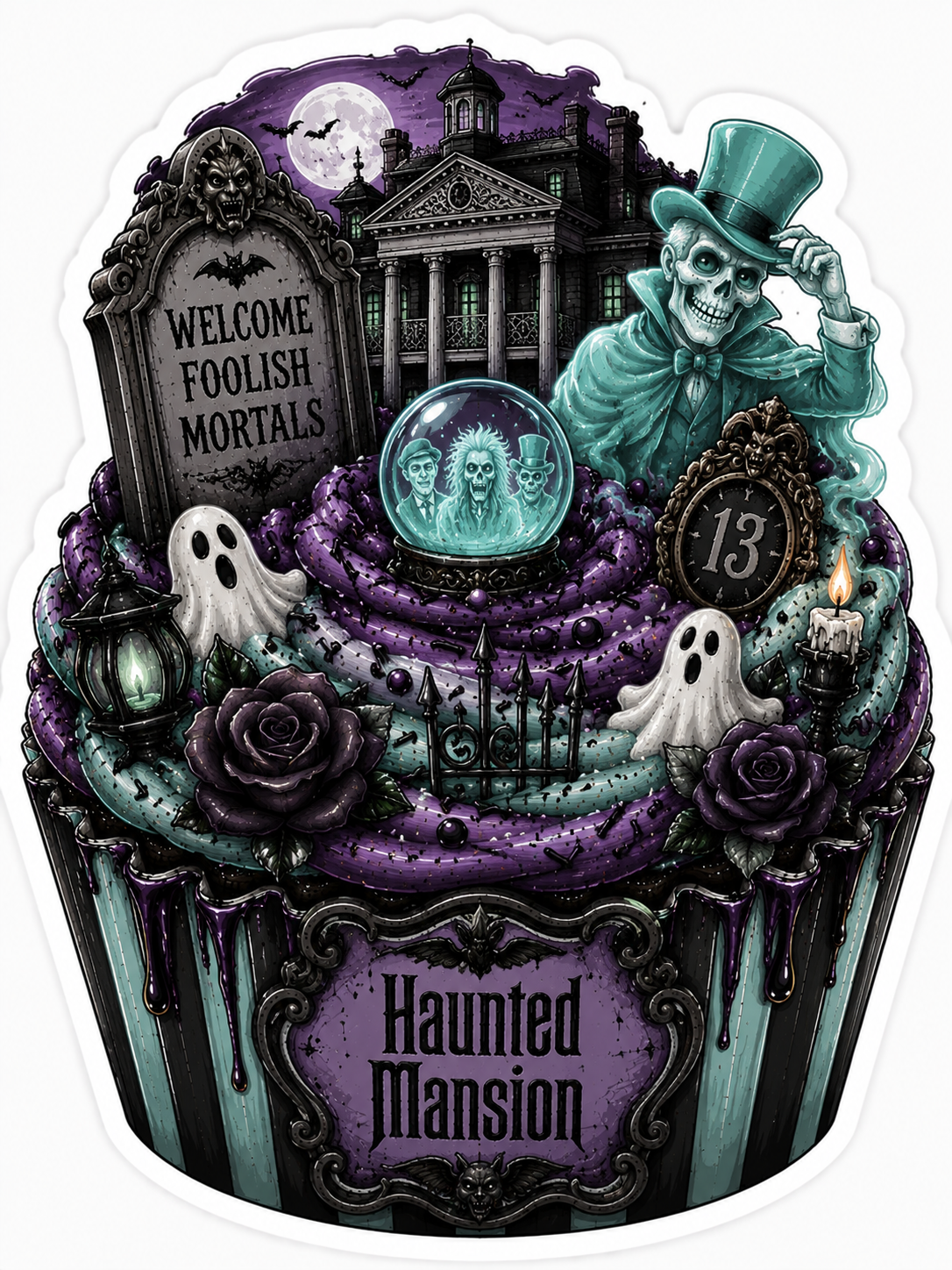 Haunted Mansion Cupcake Sticker