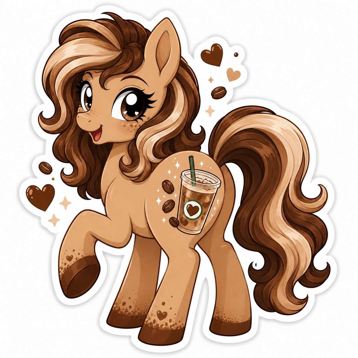 Iced Coffee Pony Sticker