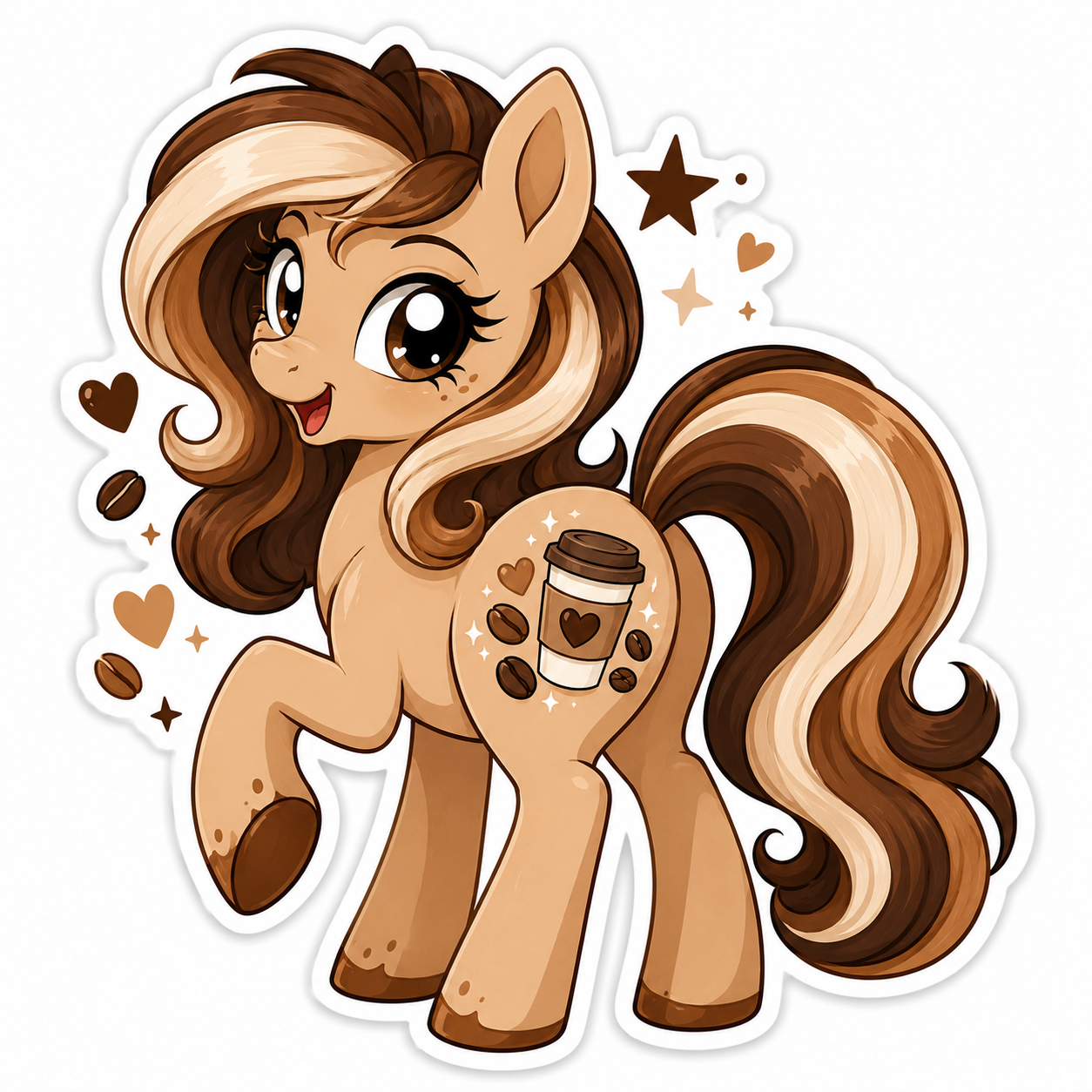 Hot Coffee Pony Sticker