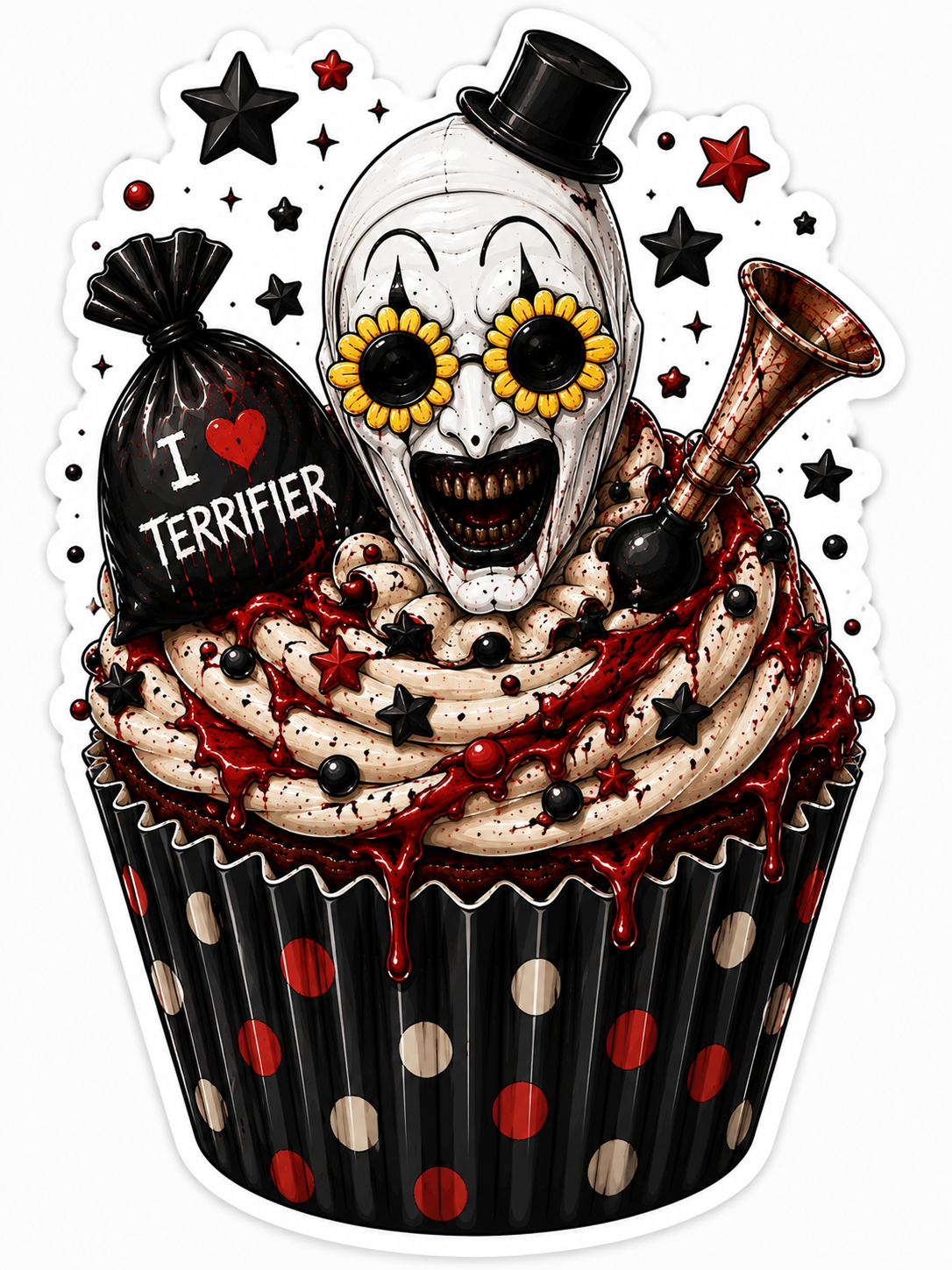 Art the Clown Cupcake Sticker