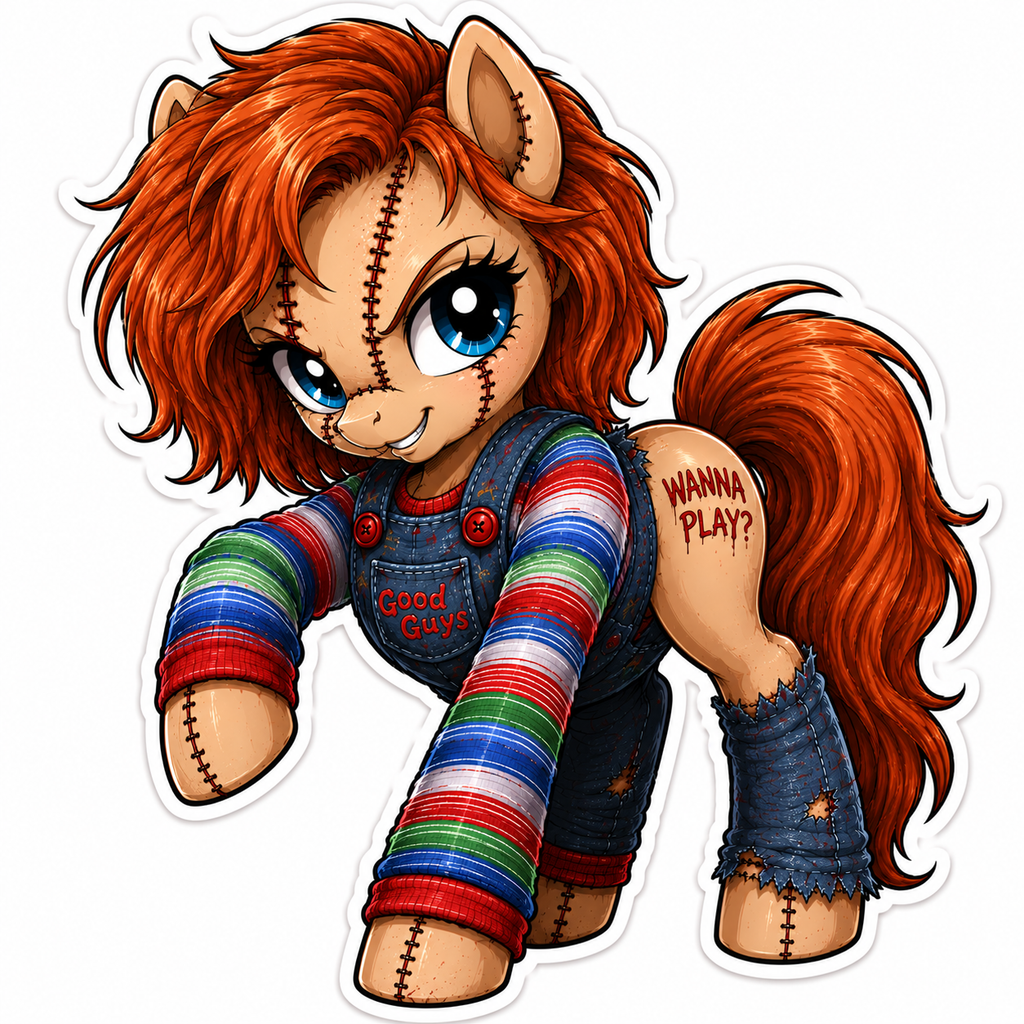 Wanna Play? | Chucky Pony Vinyl Sticker