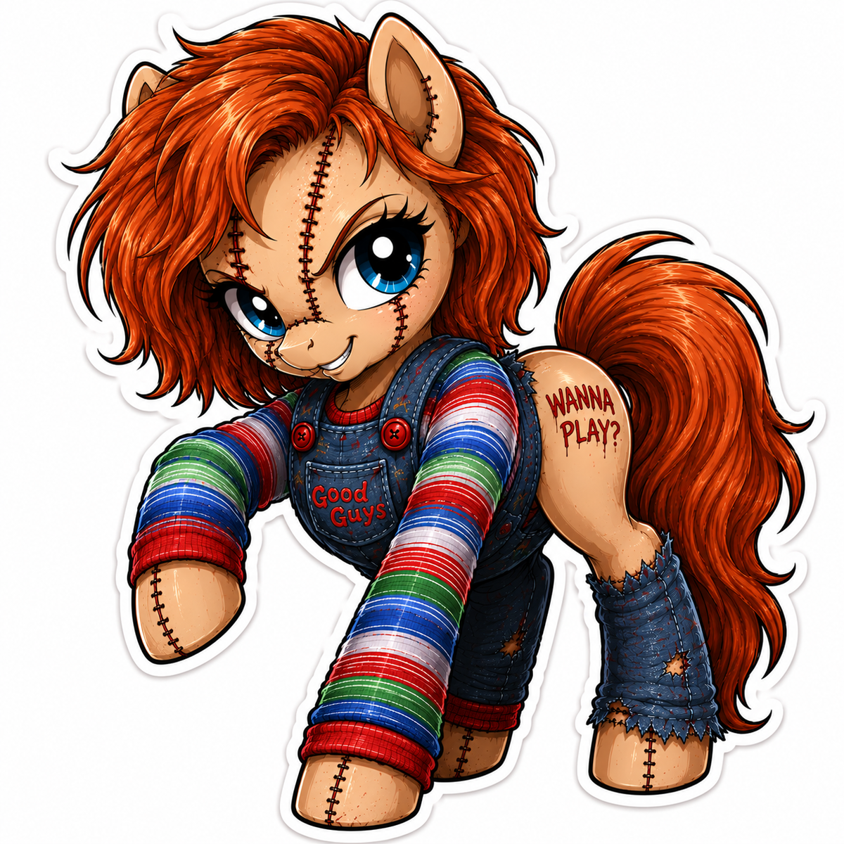 Wanna Play? | Chucky Pony Vinyl Sticker
