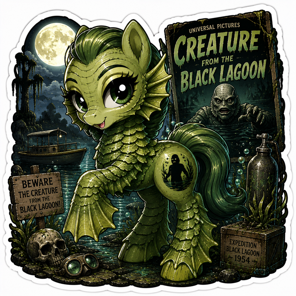 Beware the Creature | Creature from the Black Lagoon Pony Vinyl Sticker