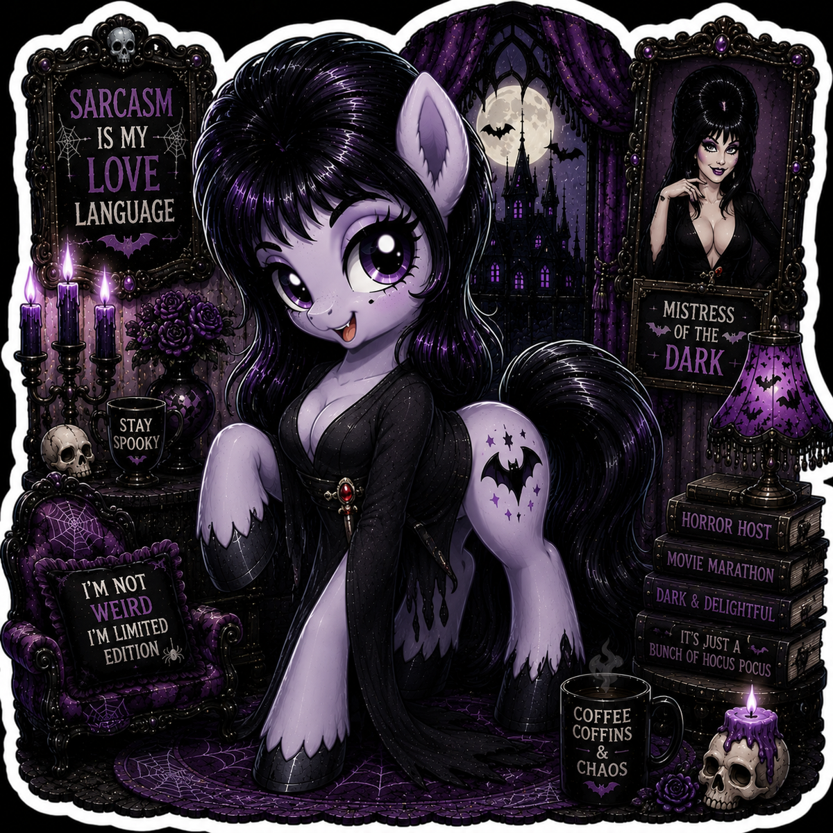 Mistress of the Dark | Elvira Pony Vinyl Sticker