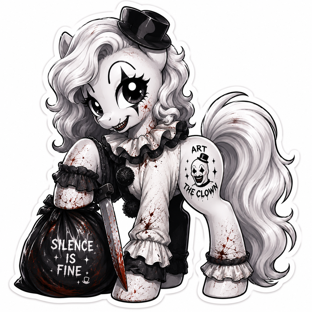 Silence Is Fine | Art the Clown Pony Vinyl Sticker
