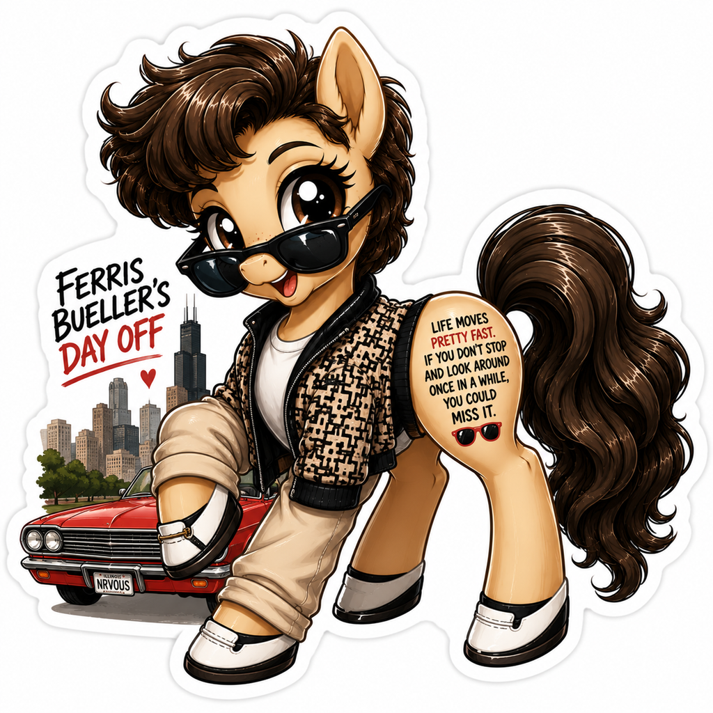 Life Moves Pretty Fast | Ferris Bueller's Day Off Pony Vinyl Sticker