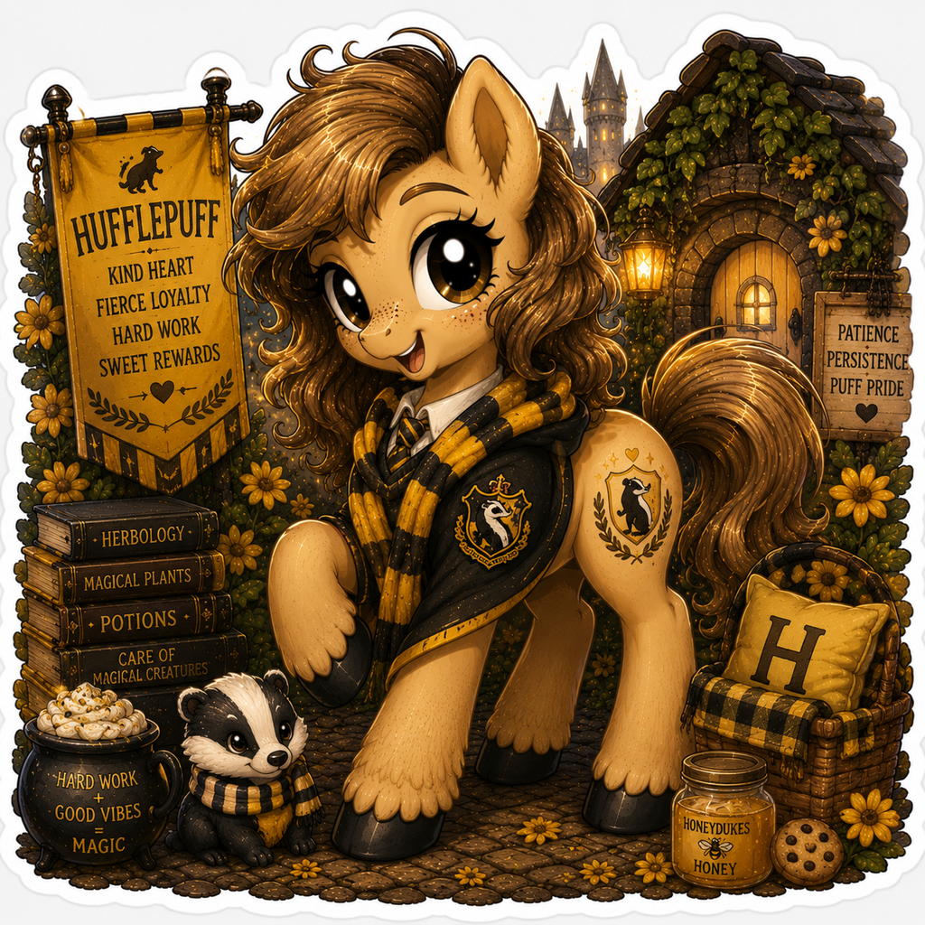 Hard Work + Good Vibes = Magic | Hufflepuff Pony Vinyl Sticker