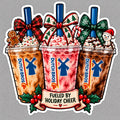 Christmas Dutch Bros-inspired iced coffee trio sticker with festive bows gingerbread snowman candy cane and fueled by holiday cheer banner
